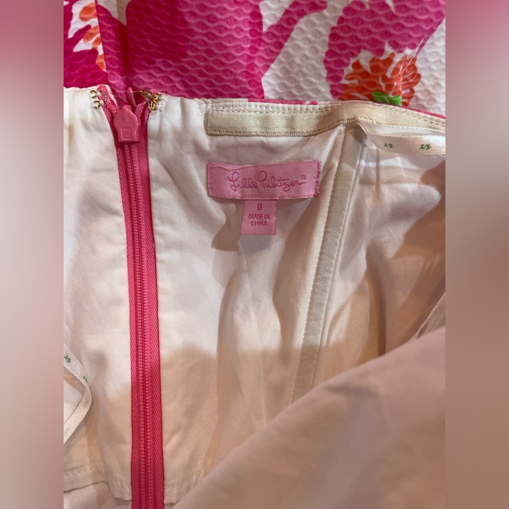 Pink LILLY PULITZER Bloom Strapless Dress in Cherry Begonias Print Size: 0 - Picture 10 of 10